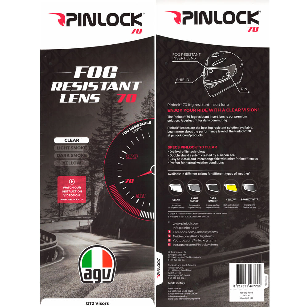 Pinlock para AGV K1 casadocapacete