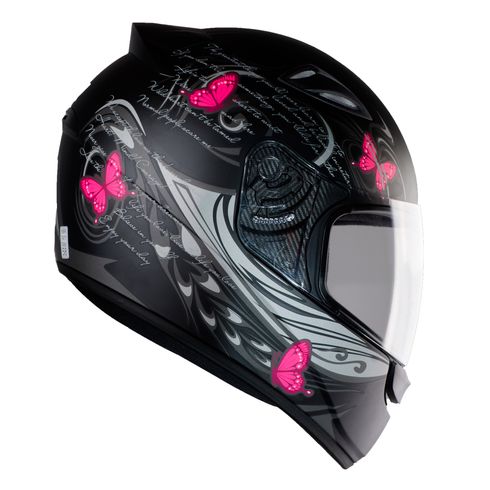 CAPACETE-SPARK-NEW-BORBOLETA-PRETO-FOSCO-E-ROSA CAPACETE-SPARK-NEW-BORBOLETA-PRETO-FOSCO-E-ROSA